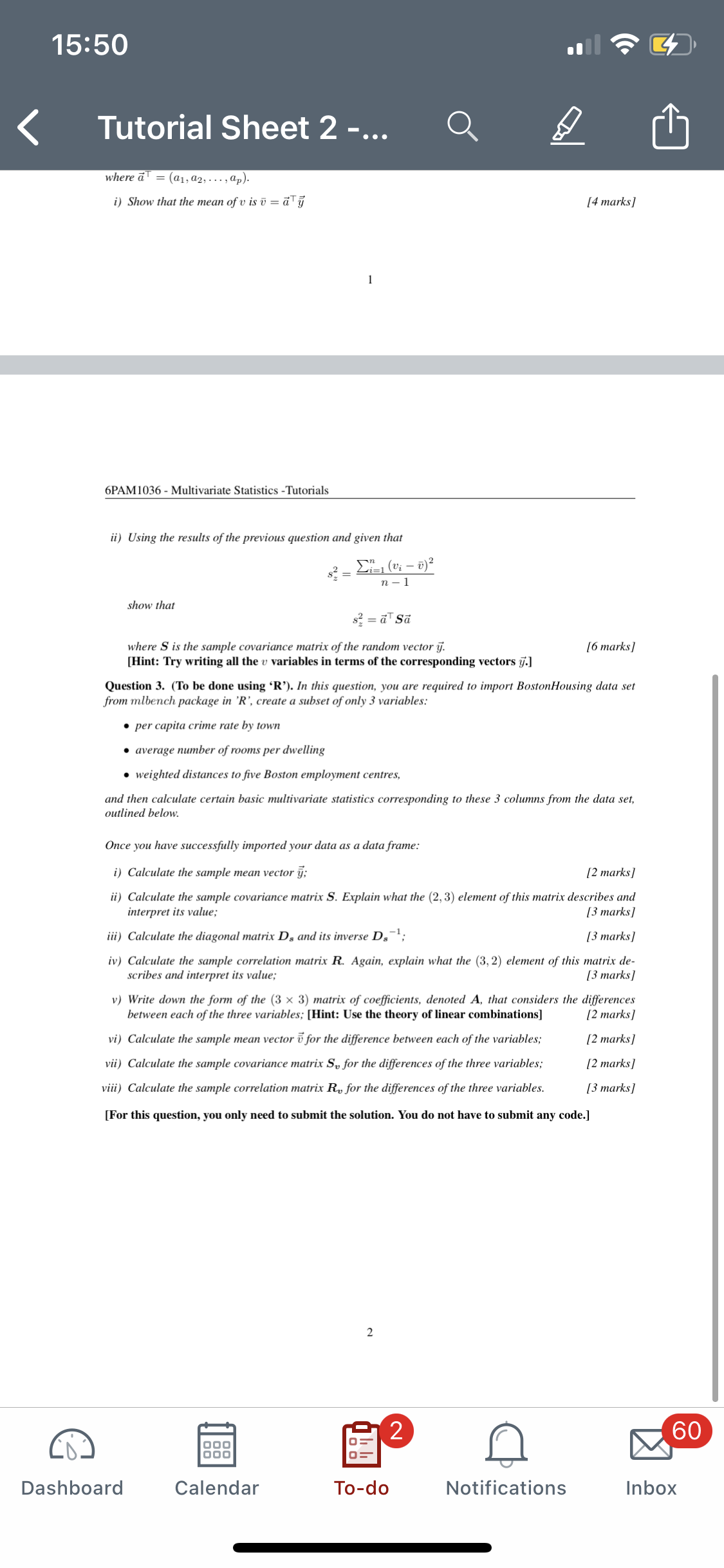  15:50 Tutorial Sheet 2 -... where a = (a1, a2, .