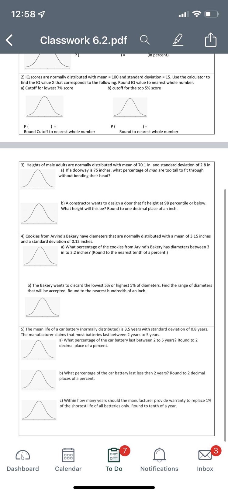 Given X is normally distributed with mean = 100 and SD=15. Use