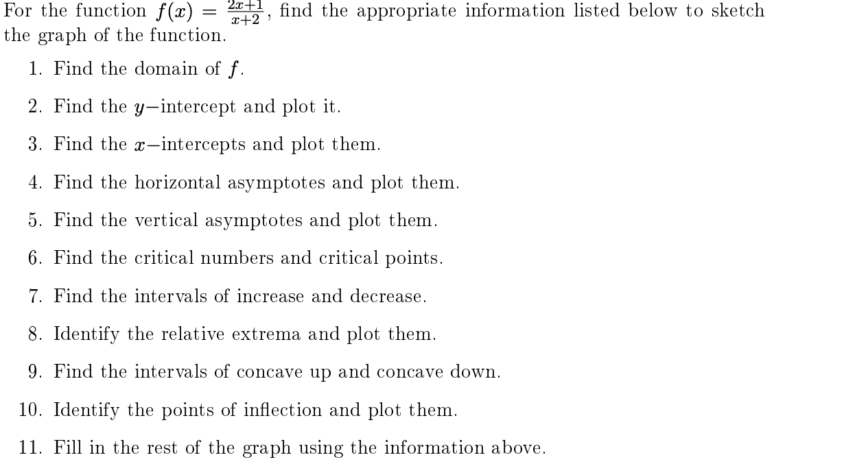  For the function f(3:) = 25:31, nd the appropriate information listed