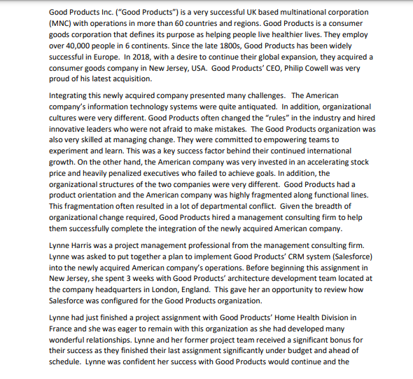 Please read the case study provided on Intro to Project Management Case