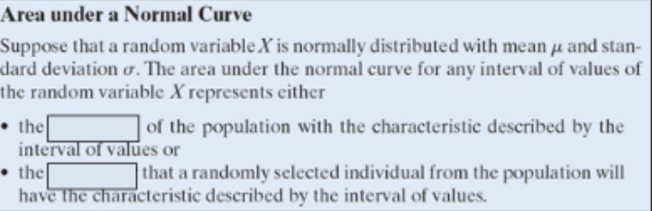  Area under a Normal Curve Suppose that a random variable X