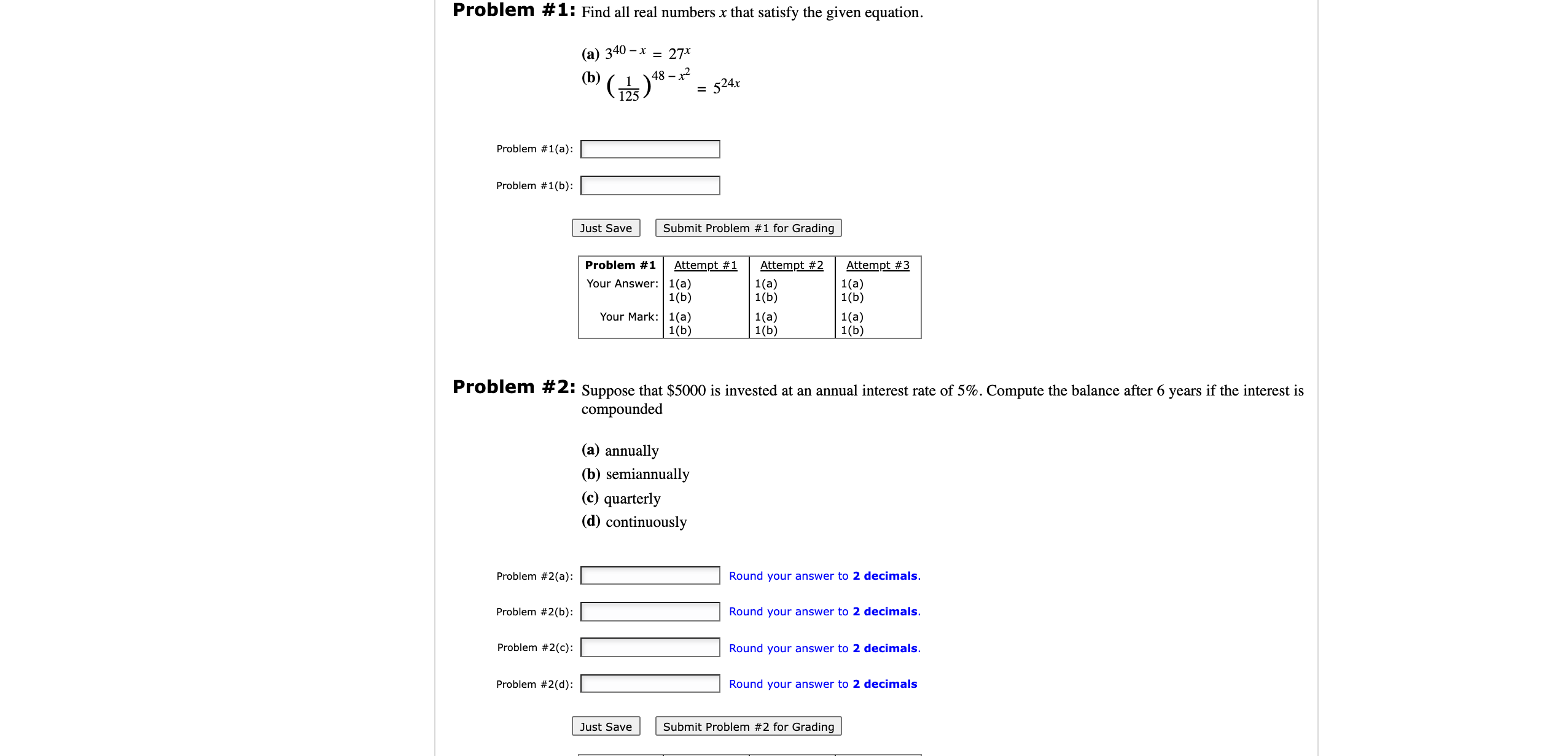  Problem #1: Find all real numbers x that satisfy the given