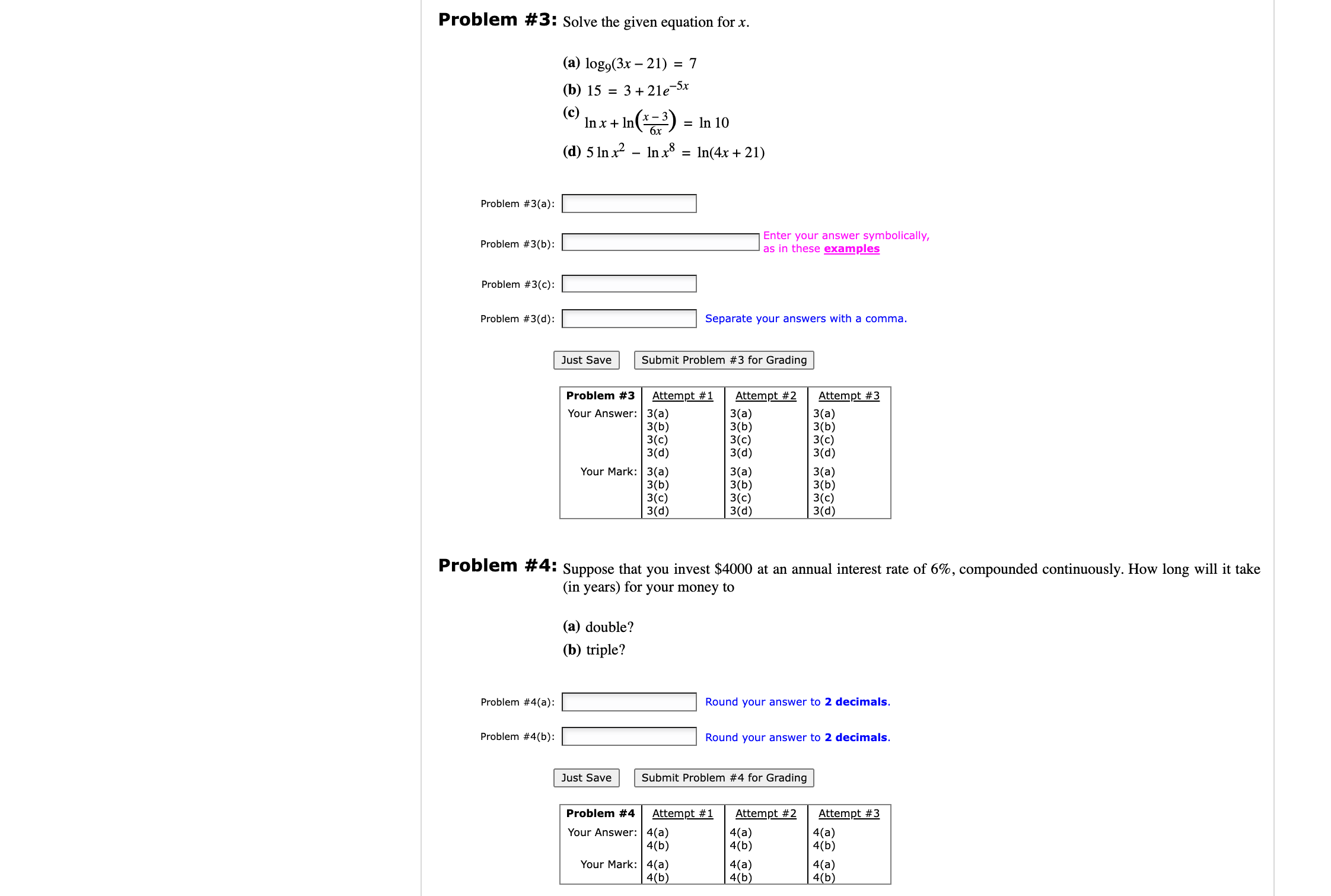equation. (a) 340 -x = 27x (b) 148-x2 (125) = 524x Problem