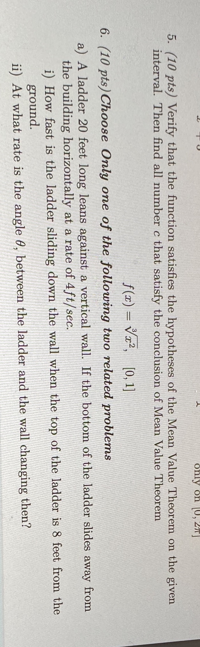 only on 5. (10 pts) Verify that the function satisfies the
