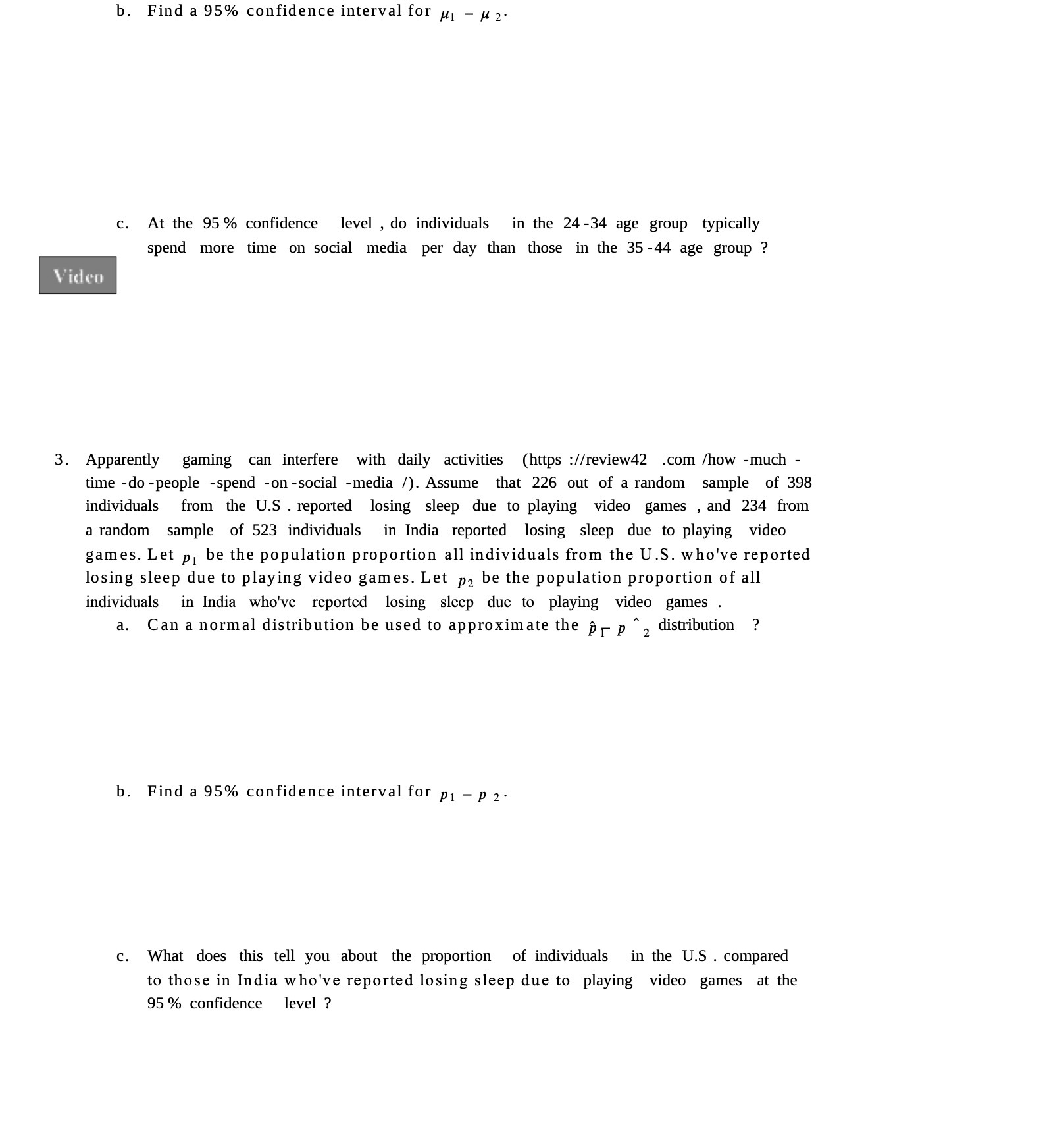  b. Find a 95% confidence interval for #1 _ y 2.
