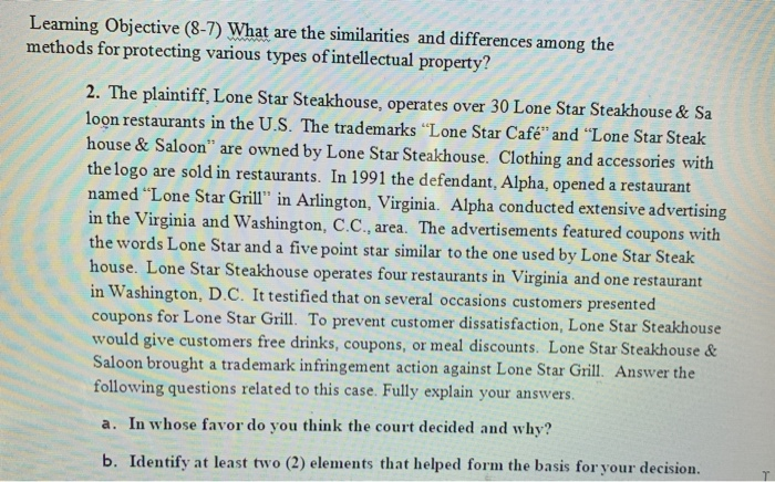  Learning Objective (8-7) What are the similarities and differences among the