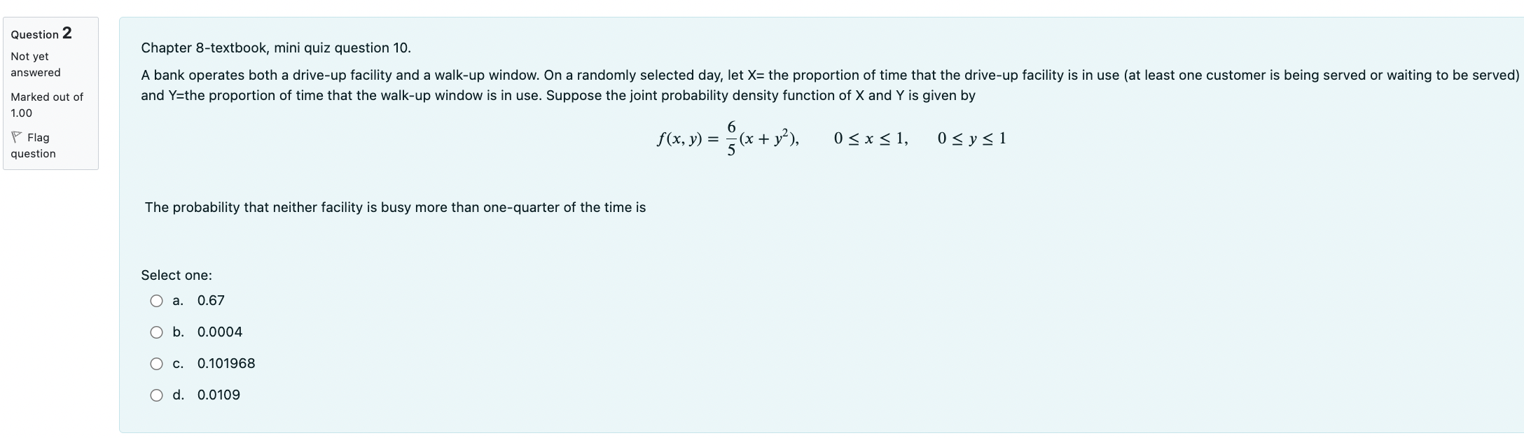 Question 2 Chapter B-textbook, mini quiz question 10. Not yet answered