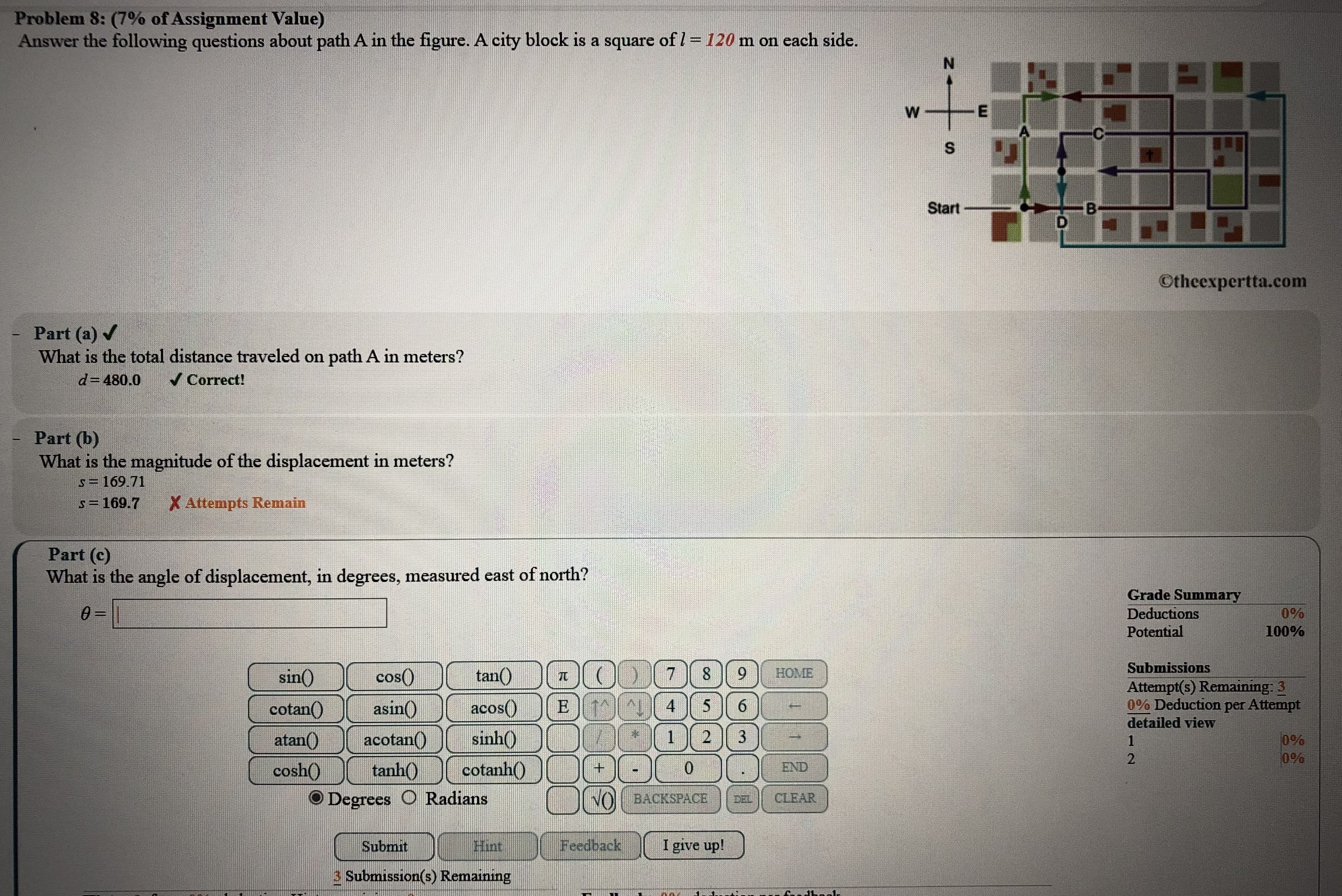 Need help with part b and c Problem 8: (7% of Assignment