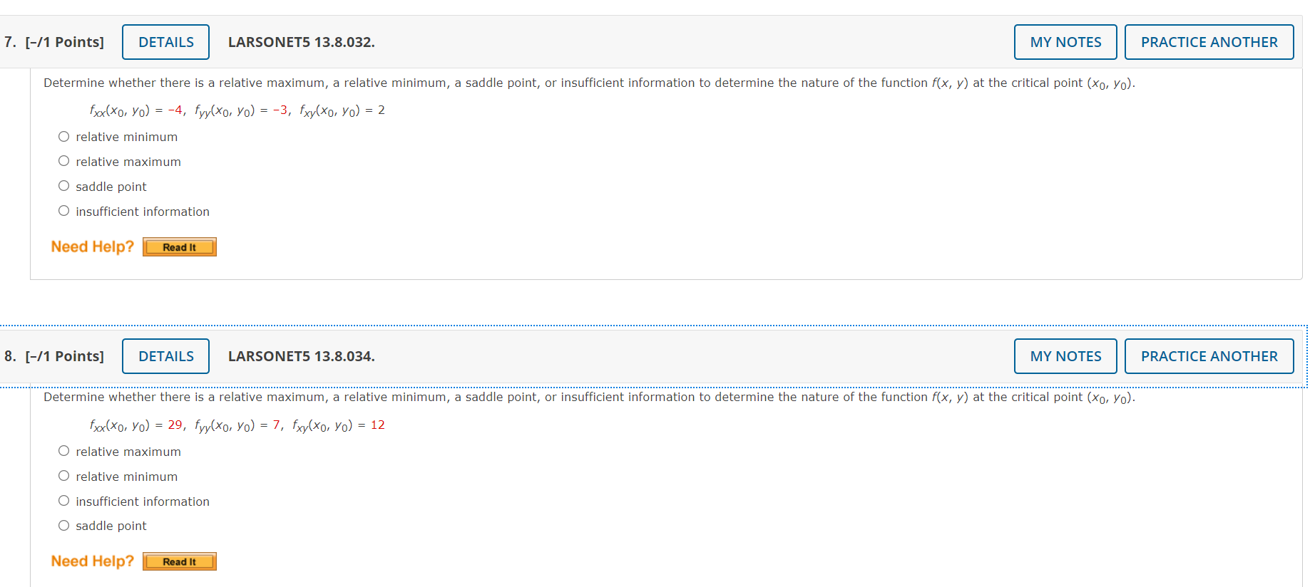  7. [-/1 Points] DETAILS LARSONET5 13.8.032. MY NOTES PRACTICE ANOTHER Determine