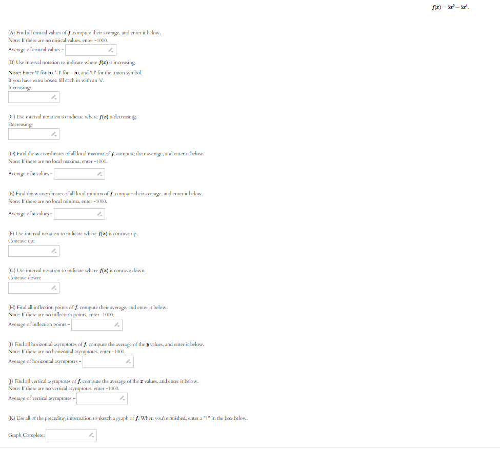  f(x) = 5x - 5. (A) Find all critical values of