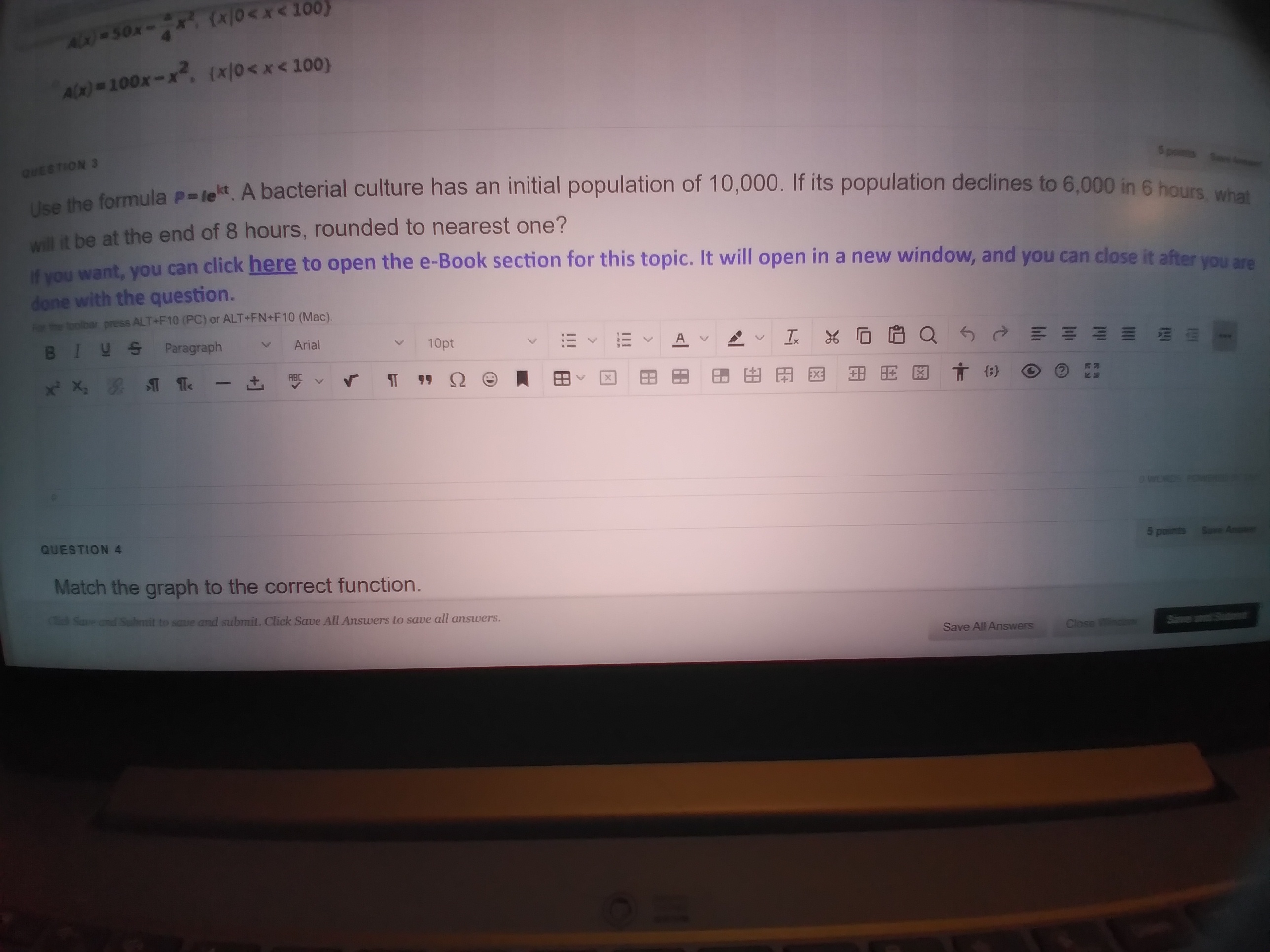 . 100) the formula p. 'ekt. A bacterial culture has an initial