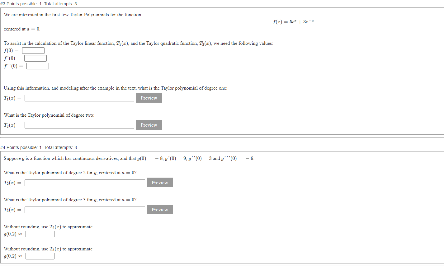 Please Solve and Show Work #3 Points possible: 1. Total attempts: 3