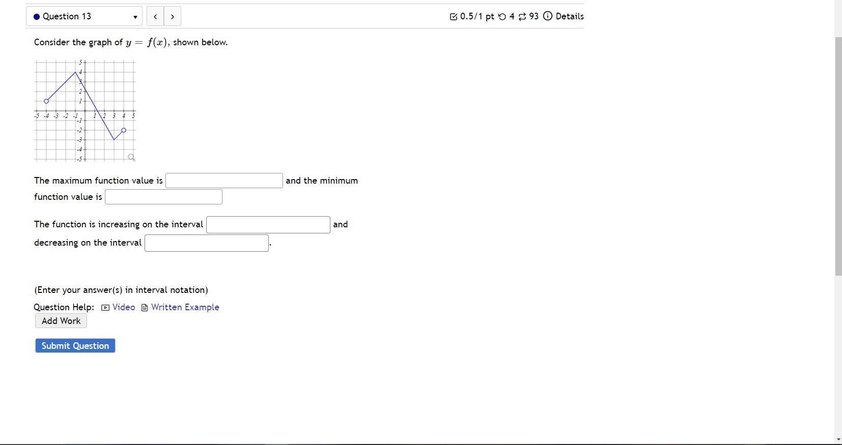 the following requirements. If there are no such values, type DNE. If