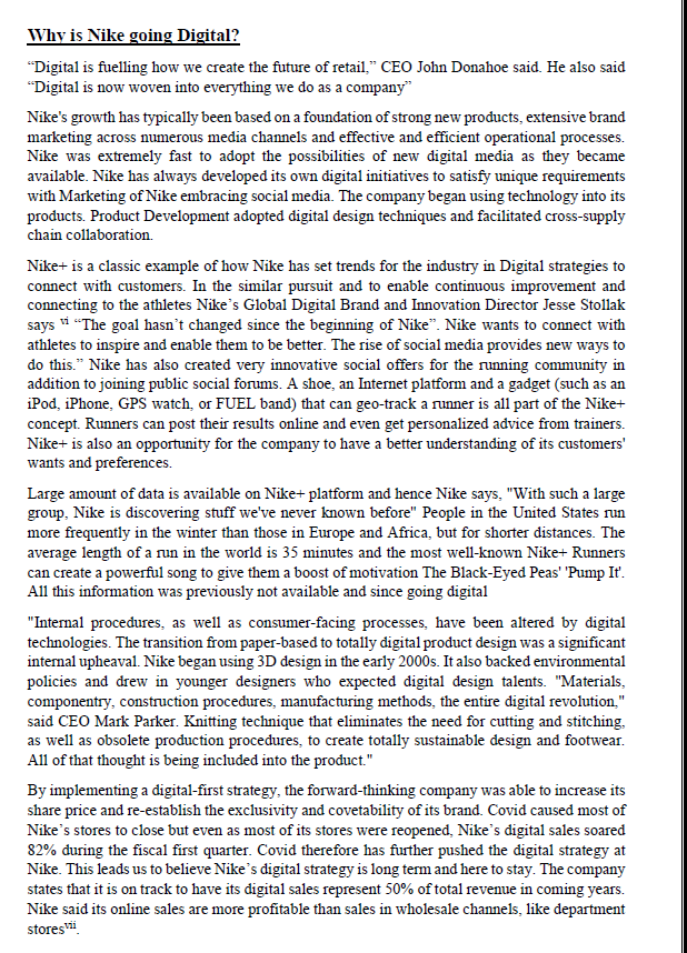 Strategically Nike is also prioritising its DTC {directly to consumer] sales. Covid