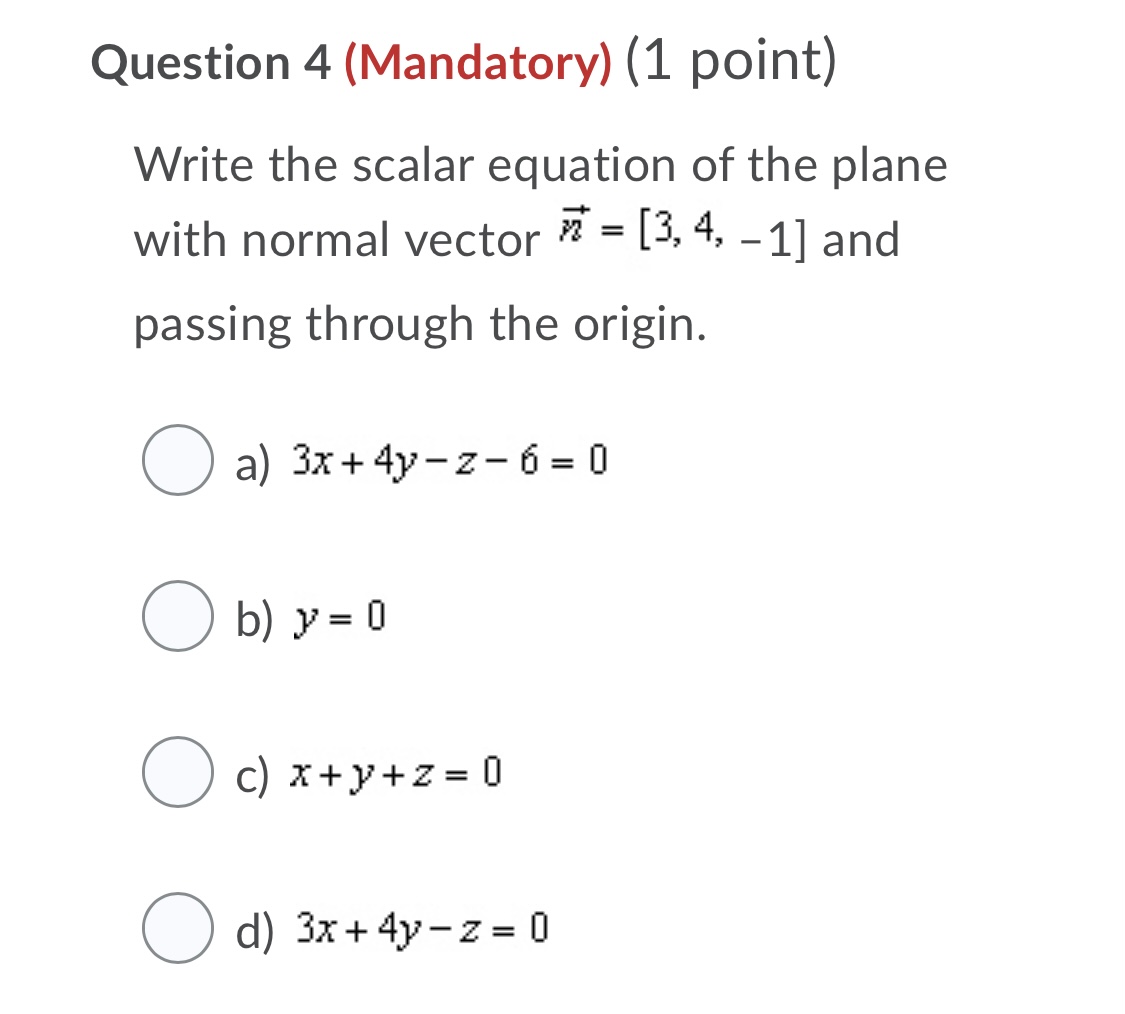 normal vector #? = [0, -1, 0] and having a y-intercept 3.