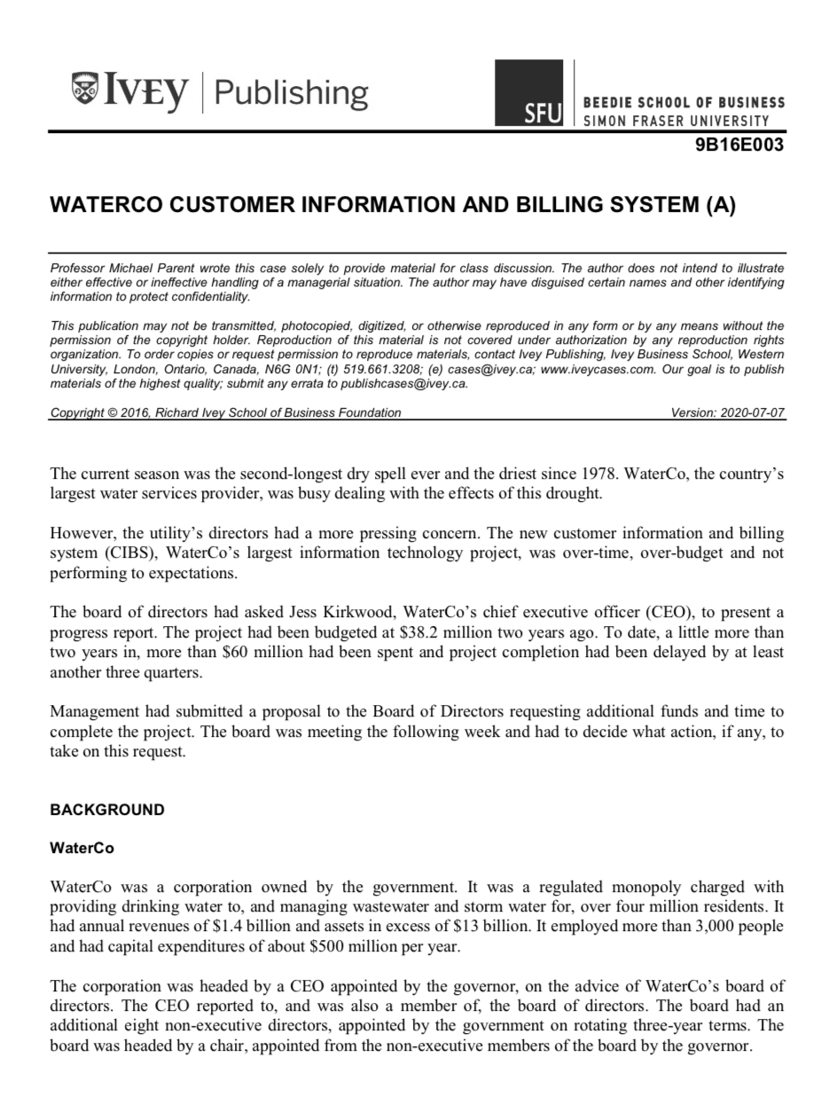 ...... IVEy Publishing SFU BEEDIE SCHOOL OF BUSINESS SIMON FRASER UNIVERSITY 9B16E003