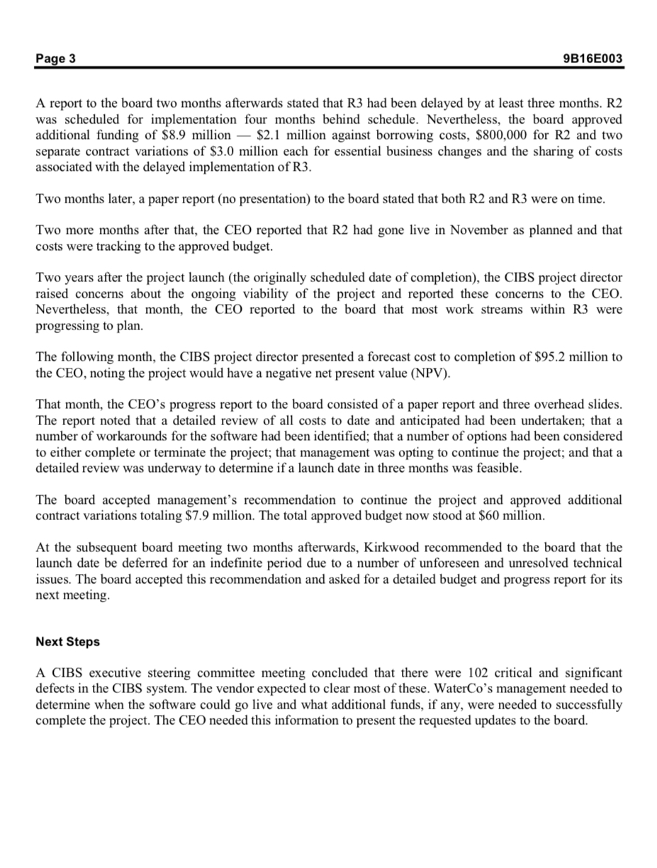 WATERCO CUSTOMER INFORMATION AND BILLING SYSTEM (A) Professor Michael Parent wrote this