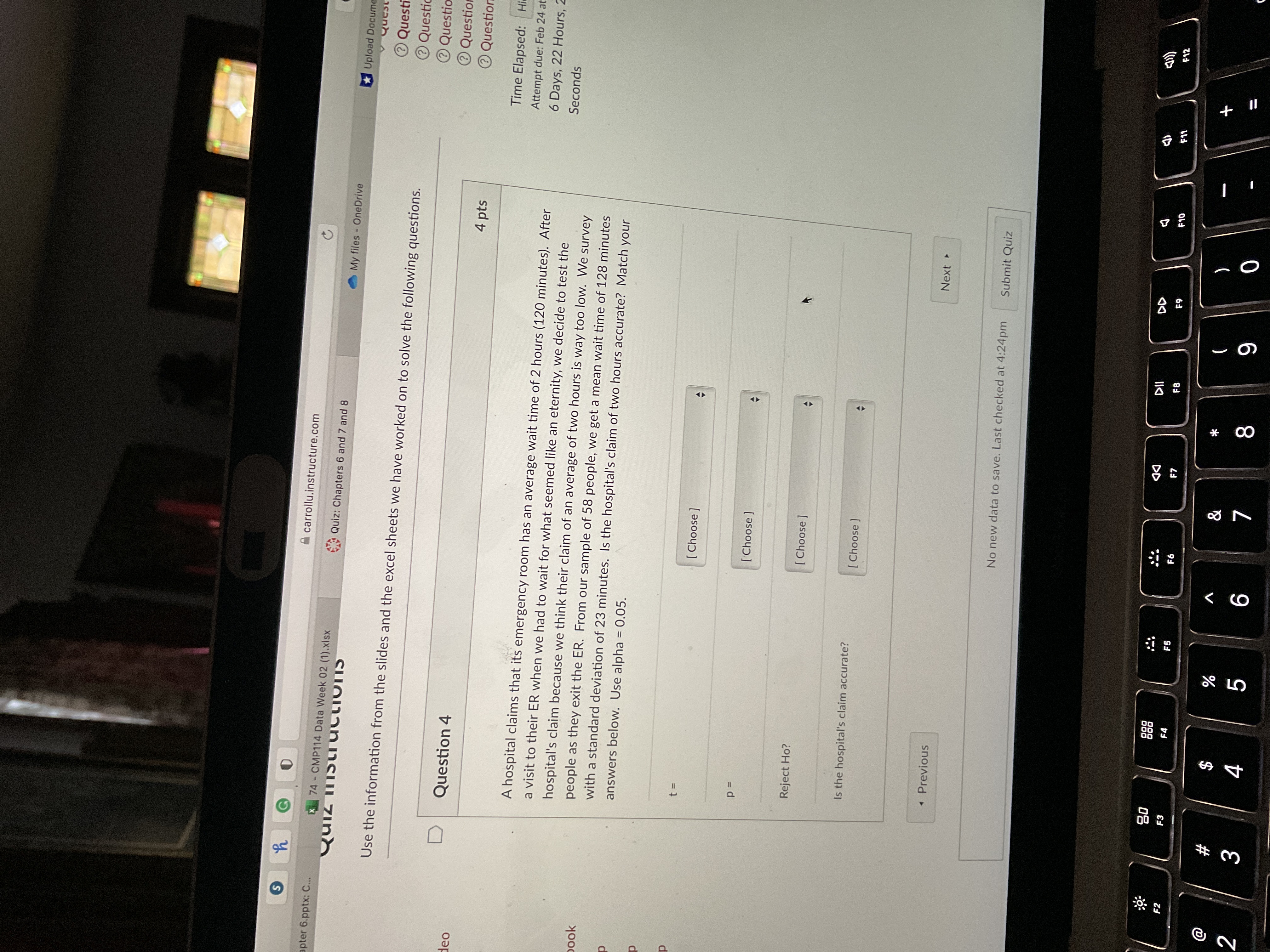  S h GO carrollu.instructure.com C pter 6.pptx: C... x 74 -