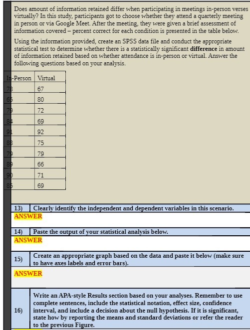 Does amount of information retained differ when participating in meetings in-person