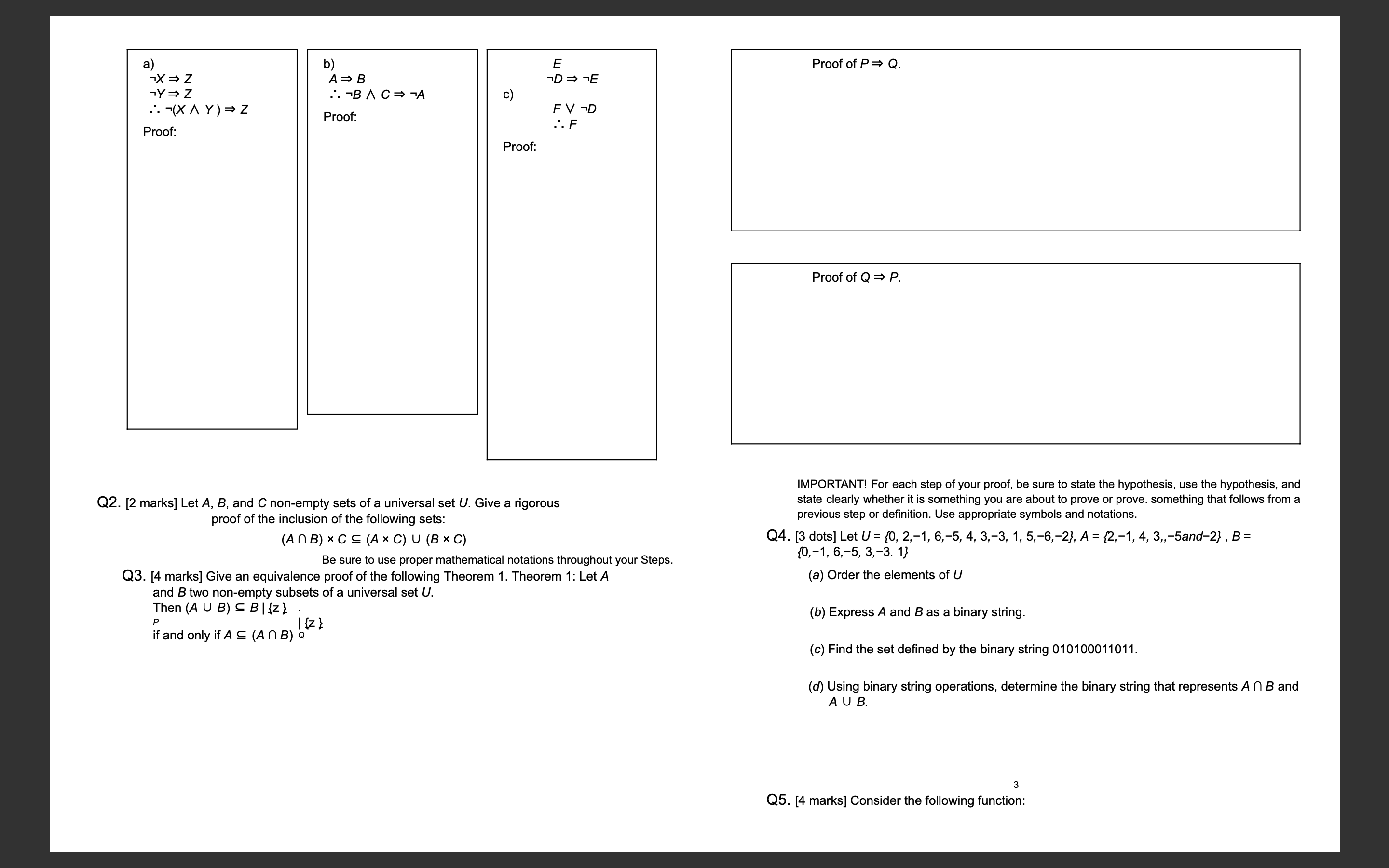  a ) 6) E Proof of P = Q -X= Z