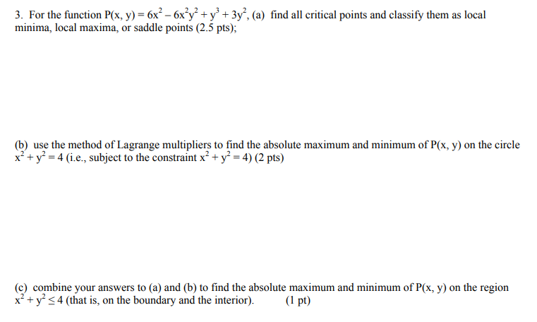 3 3. For the function P(x, y) = 6x - 6x y'