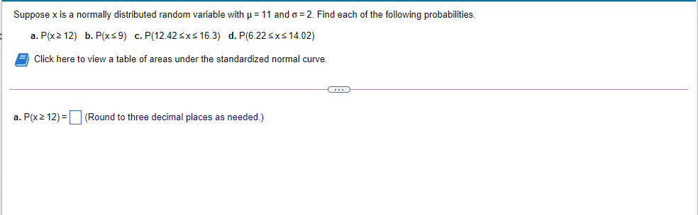  Suppose x is a normally distributed random variable with p =