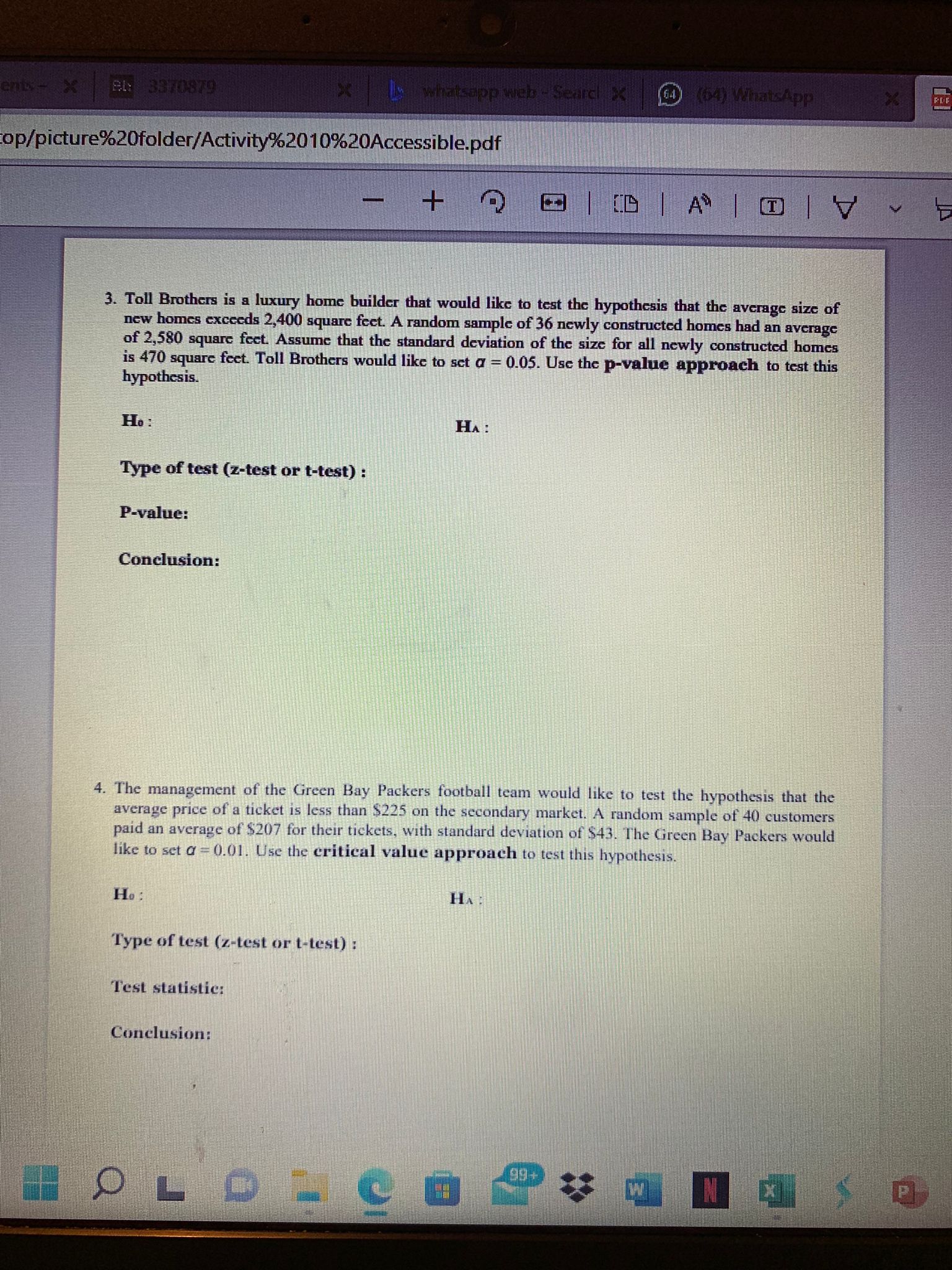 to 3 decimal places 1. YouTube would like to test the hypothesis