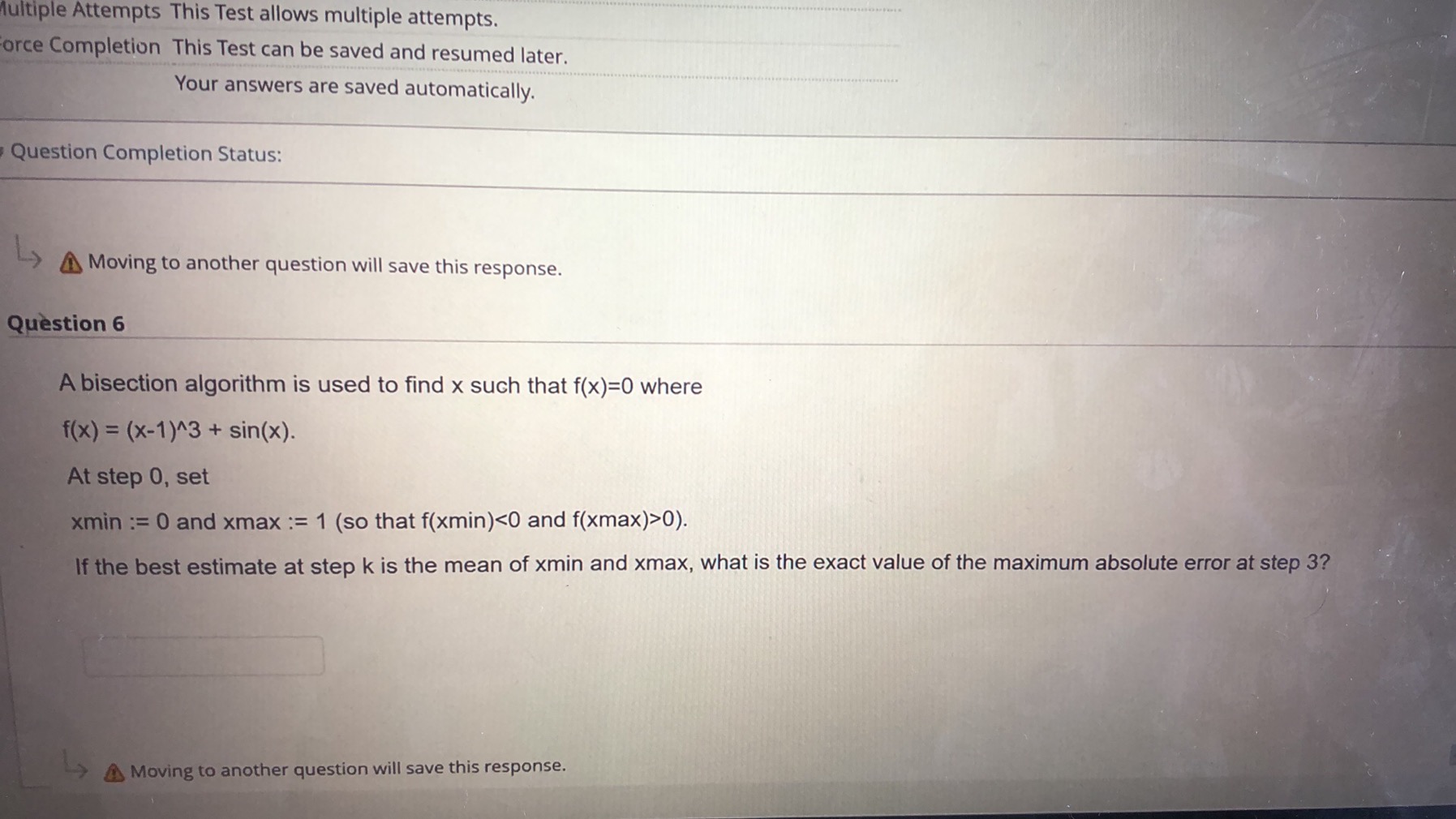  Multiple Attempts This Test allows multiple attempts. orce Completion This Test