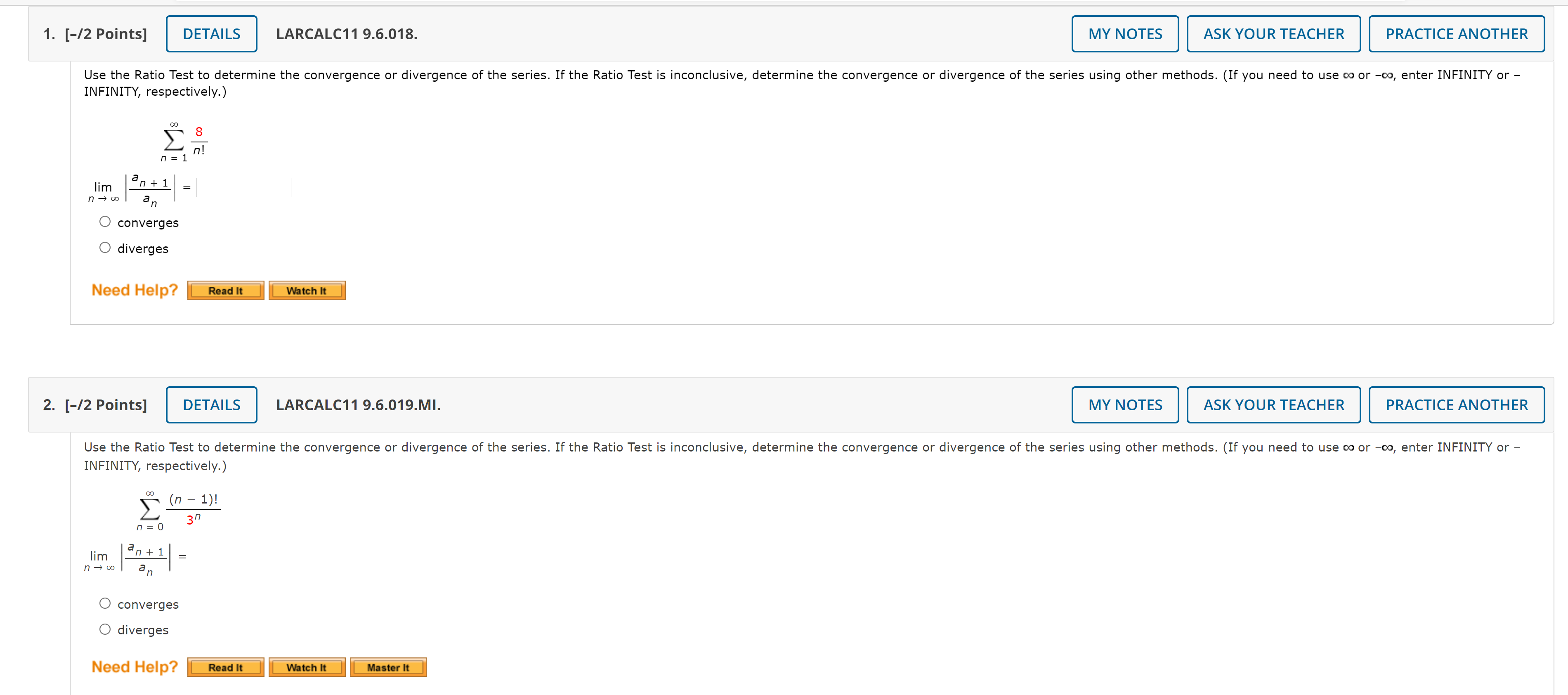  1. [-/2 Points] LARCALC11 9.6.018. ASK YOUR TEACHER PRACTICE ANOTHER Use