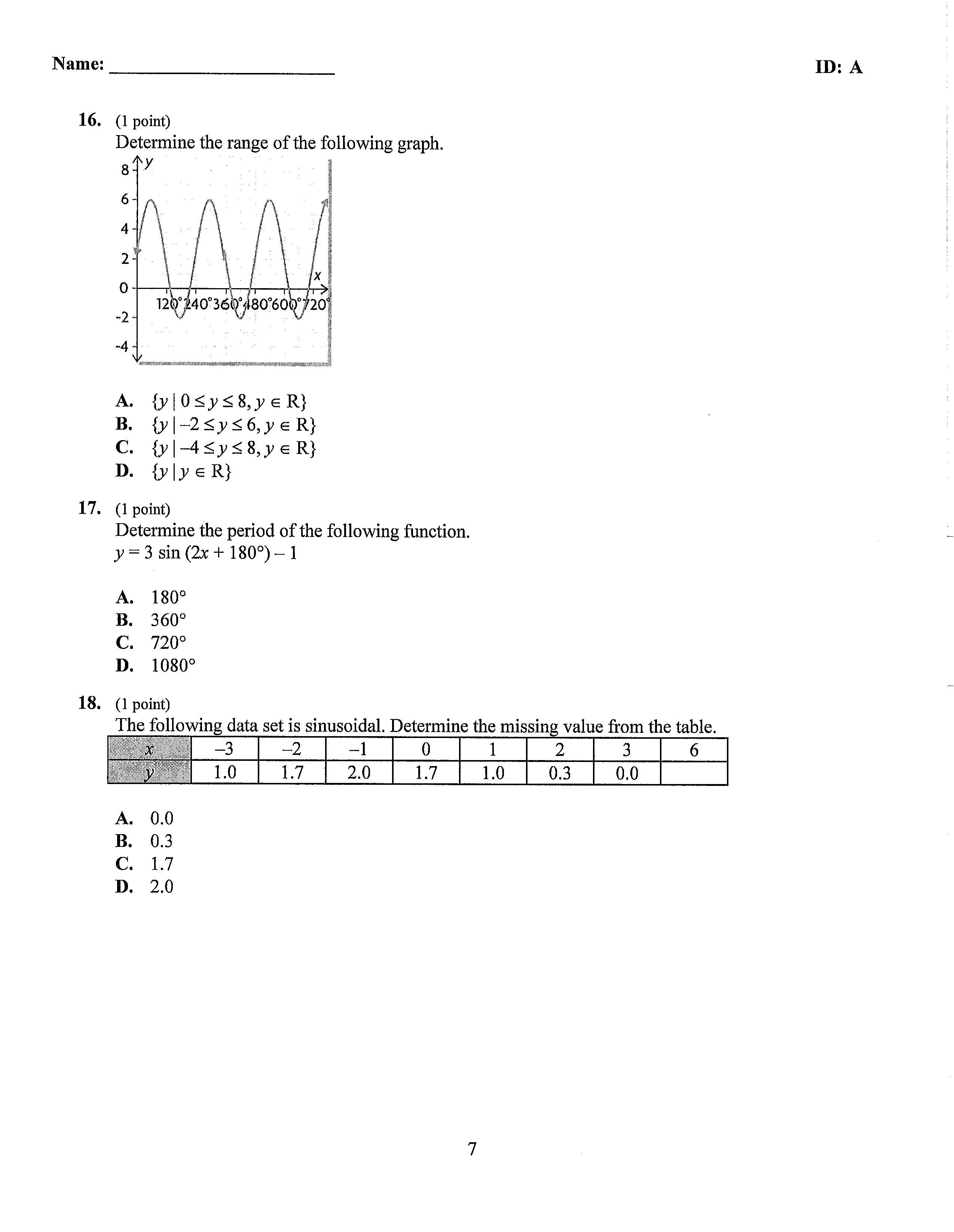 Math 30-2 Polynomials - long questions Name: ID: A 16. (1 point)