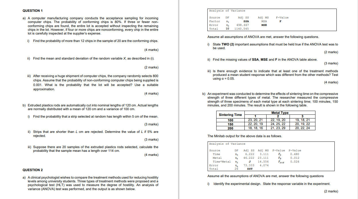 marks) iii) At the 5% level of significance, can the researcher conclude