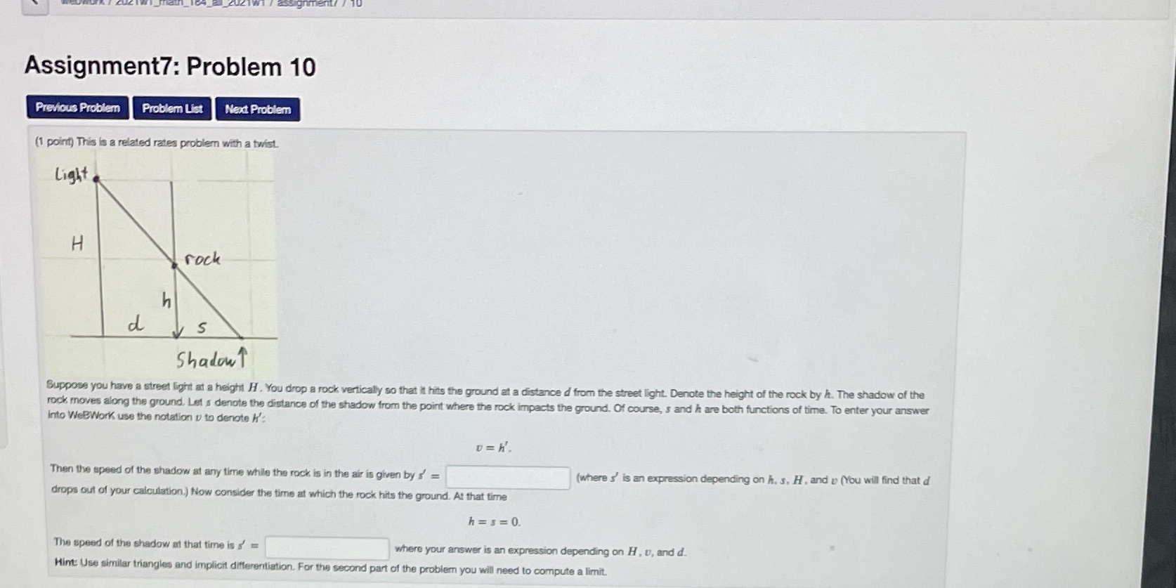  Assignment7: Problem 10 Previous Problem Problem List Next Problem (1 point)