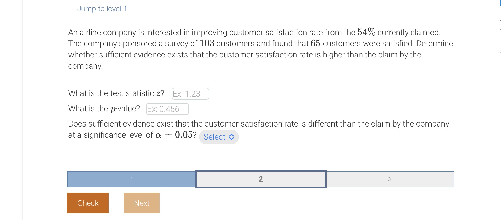 Options for multiple choice is yes and no Jump to level 1