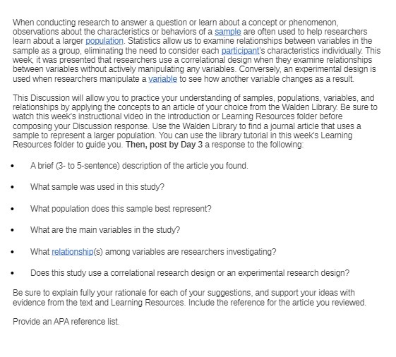 When conducting research to answer a question or learn about a