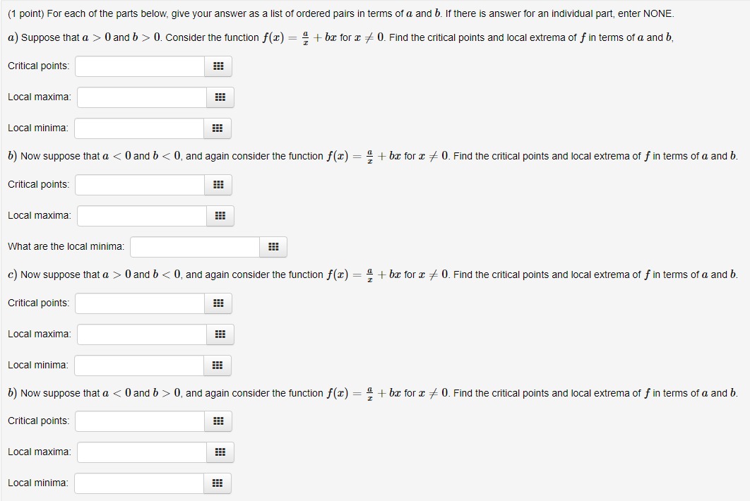 f() decreasing? b) Does f(x) have local maxima or minima? If so,