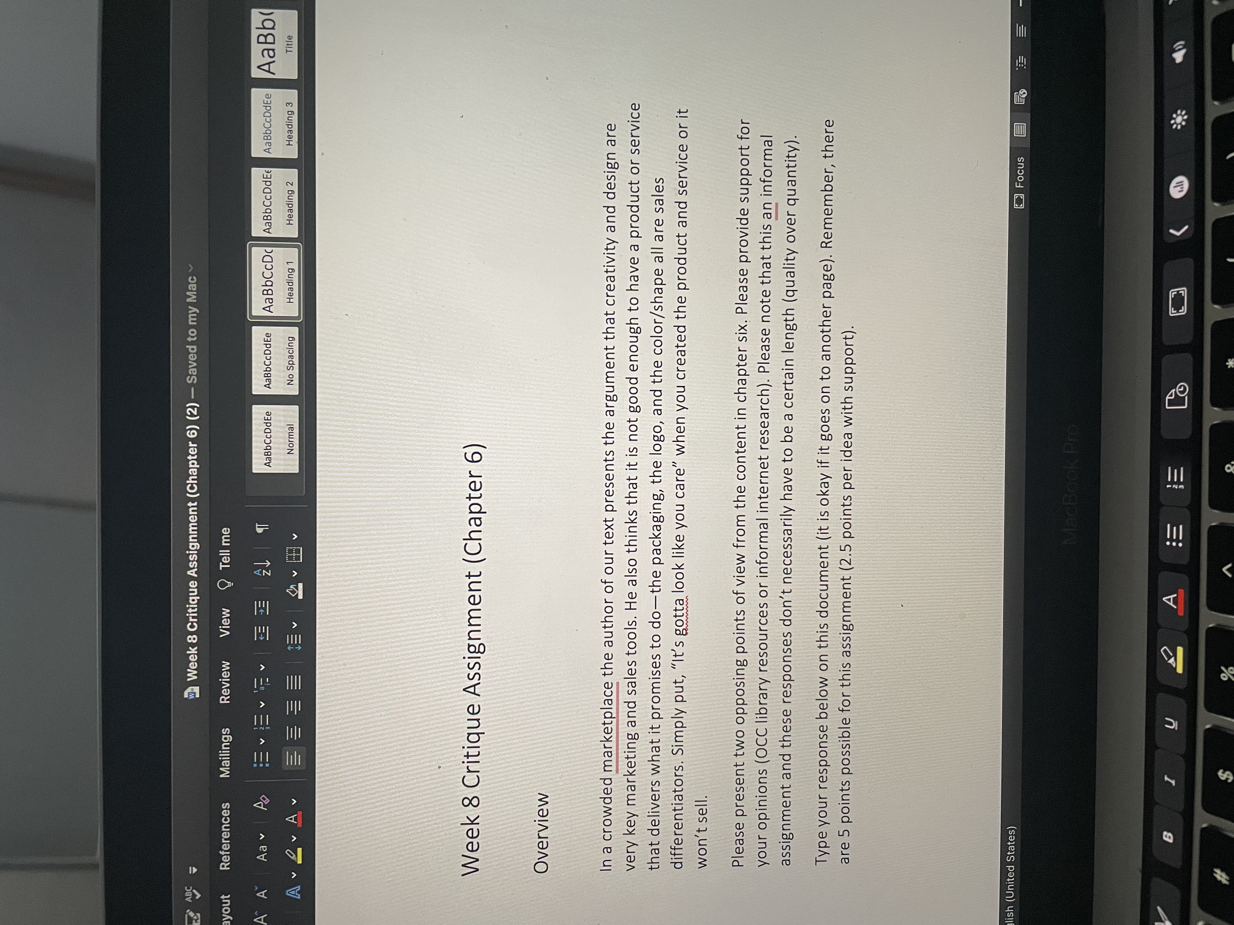 ABC Week 8 Critique Assignment (Chapter 6) (2) - Saved to