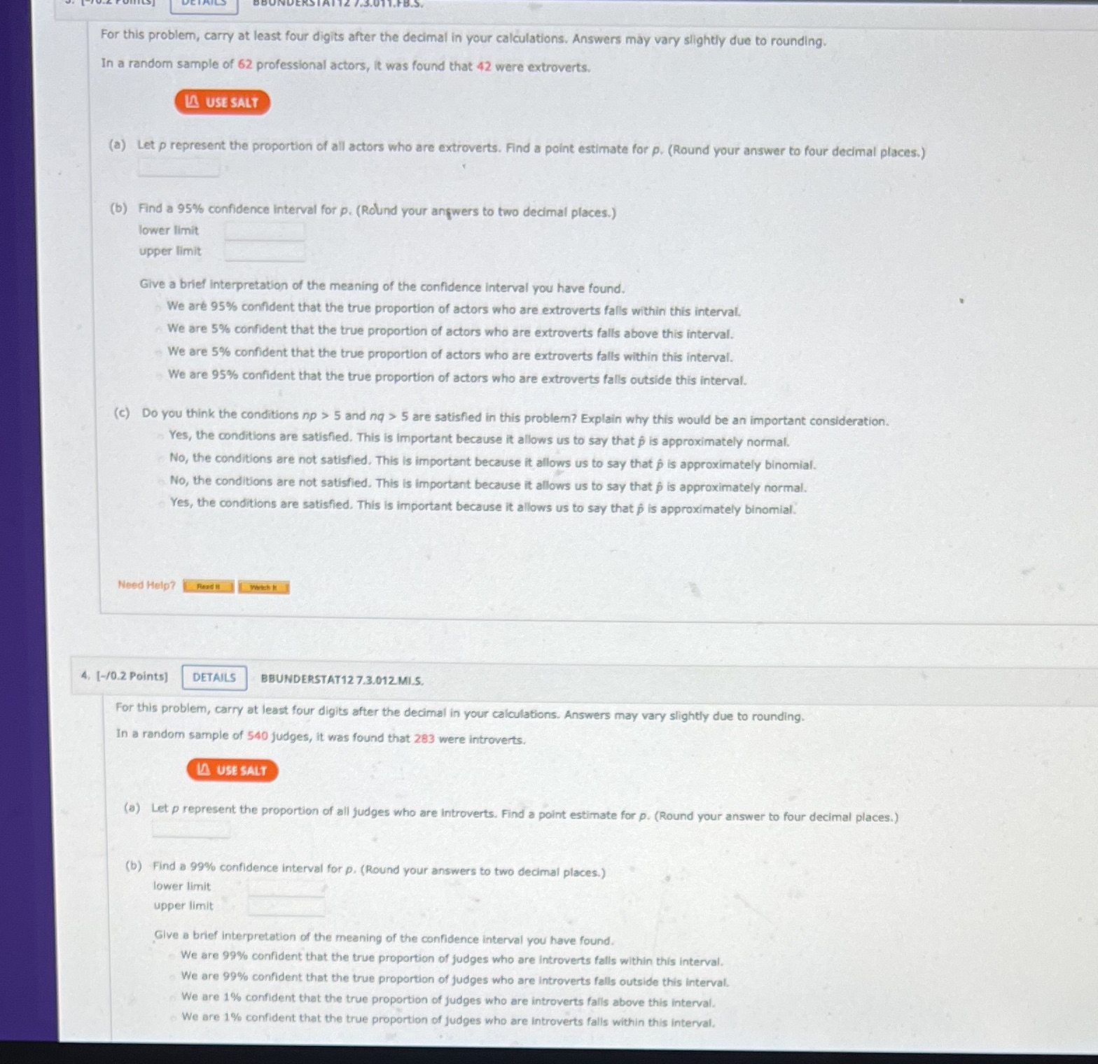  For this problem, carry at least four digits after the decimal