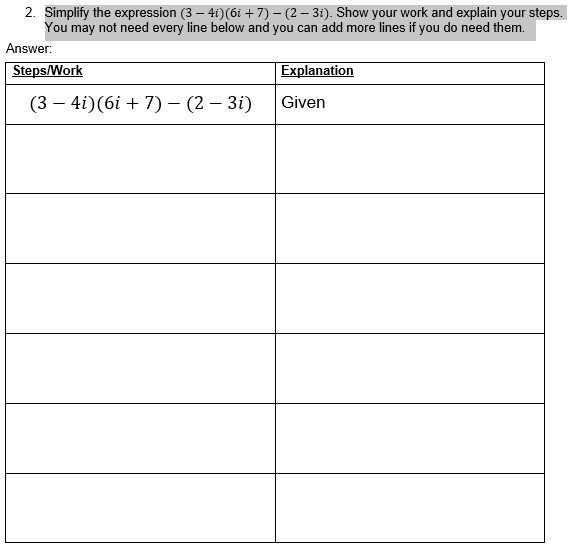 2. Simplify the expression (3 - 40)(61 +7) -(2 -31). Show