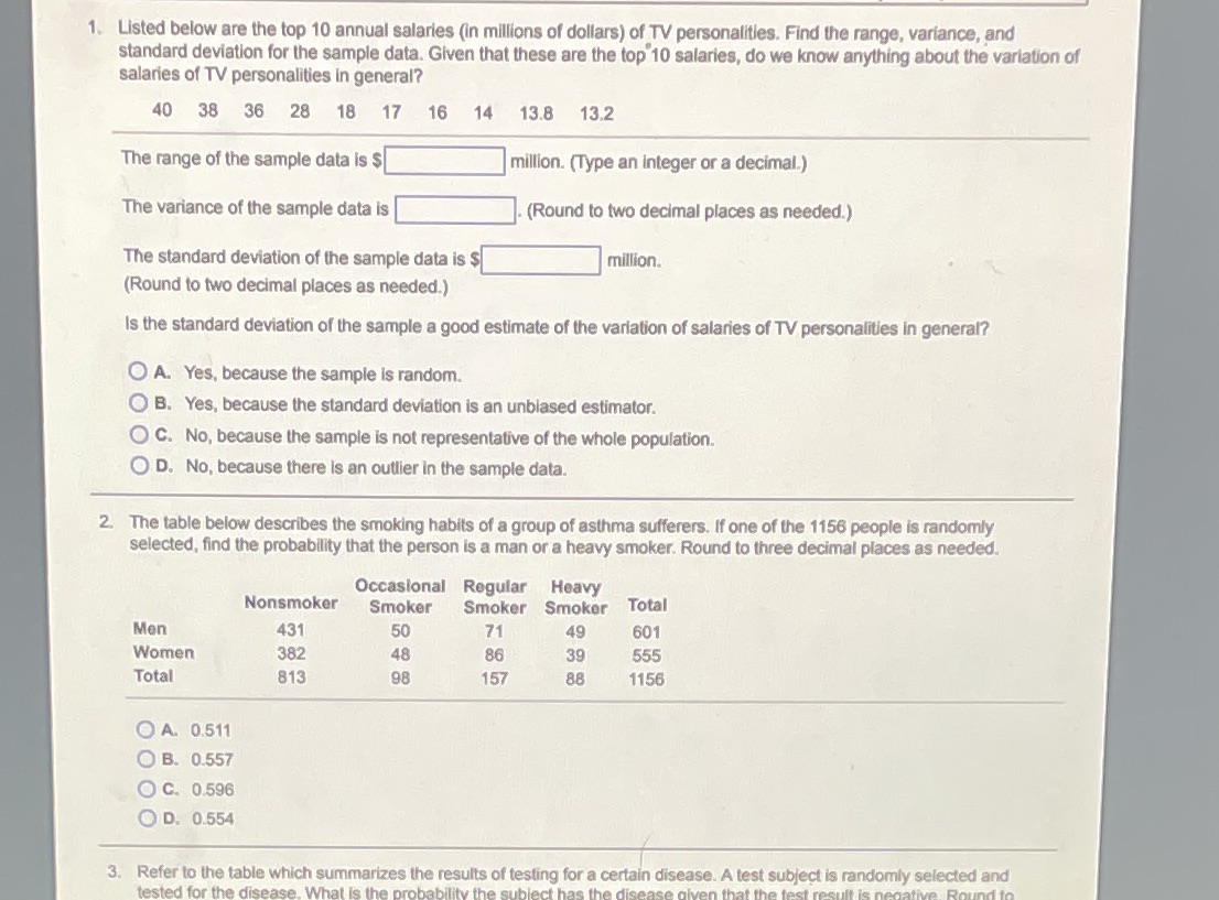 Please show all work 1. Listed below are the top 10 annual