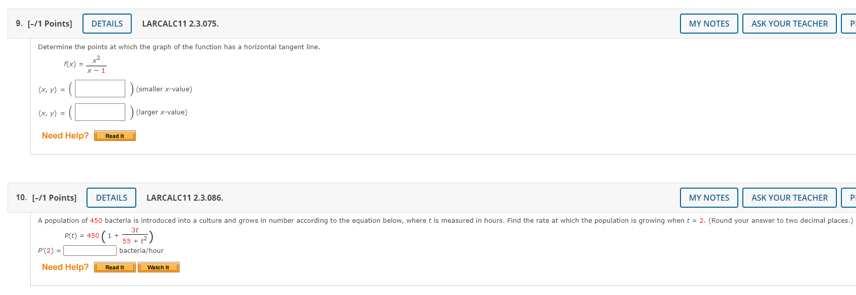 LARCALC11 2.3.125. Find the derivatives of the function f for n =