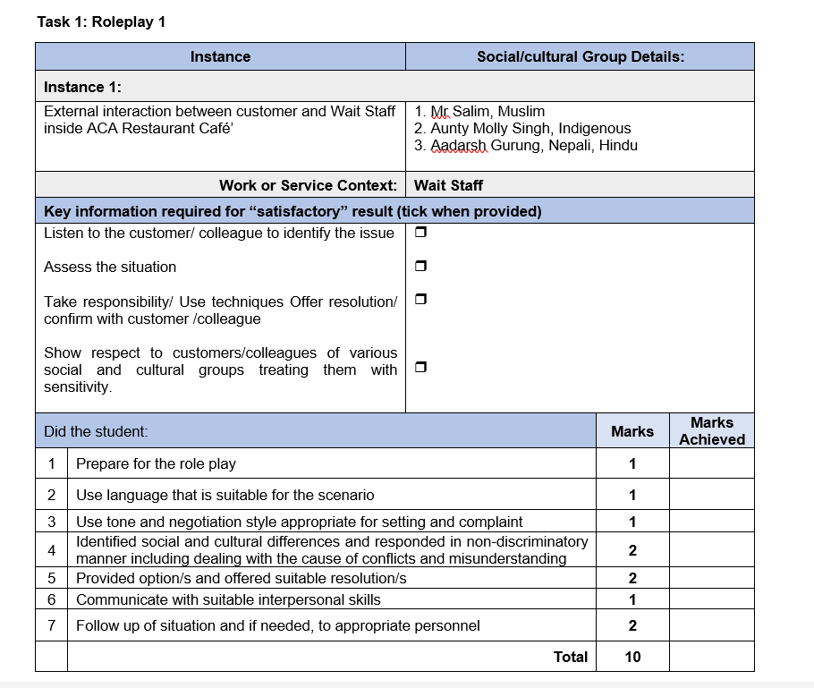 will have to conduct all 3 {three} roleplays by demonstrating your skills