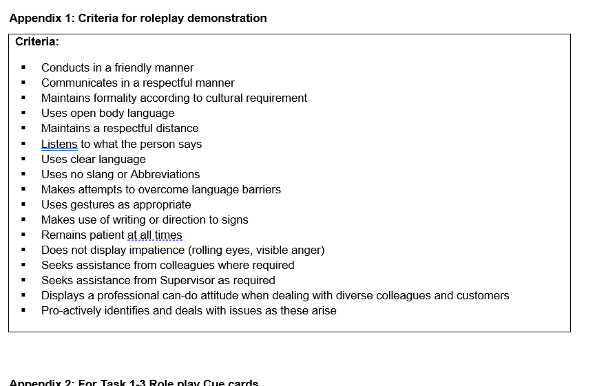 and performance criteria of this unit in the context of the job