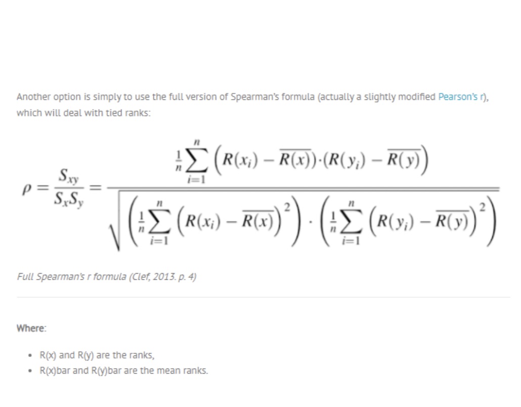 Use this method to calculate Spearman rank correlation, create an example Another