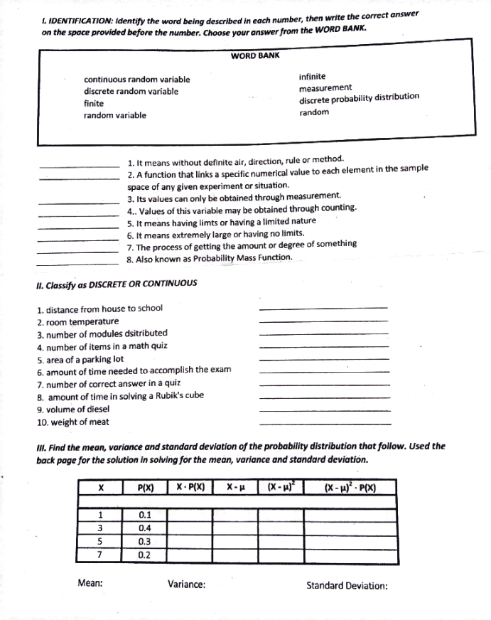 Proper answer and with explanation please I. IDENTIFICATION: Identify the word being
