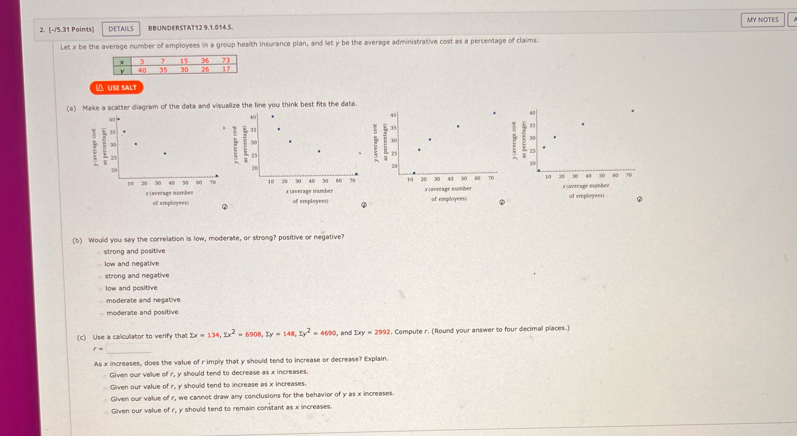  2. [-/5.31 Points] DETAILS BBUNDERSTAT12 9.1.014.5. MY NOTES Let x be