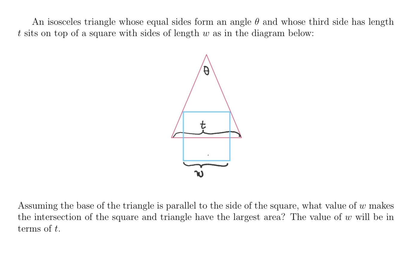  An isosceles triangle whose equal sides form an angle 9 and