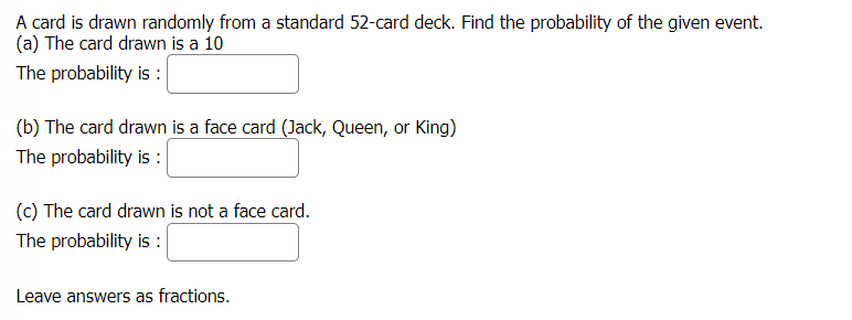 a 10 The probability is : H (b) The card drawn is