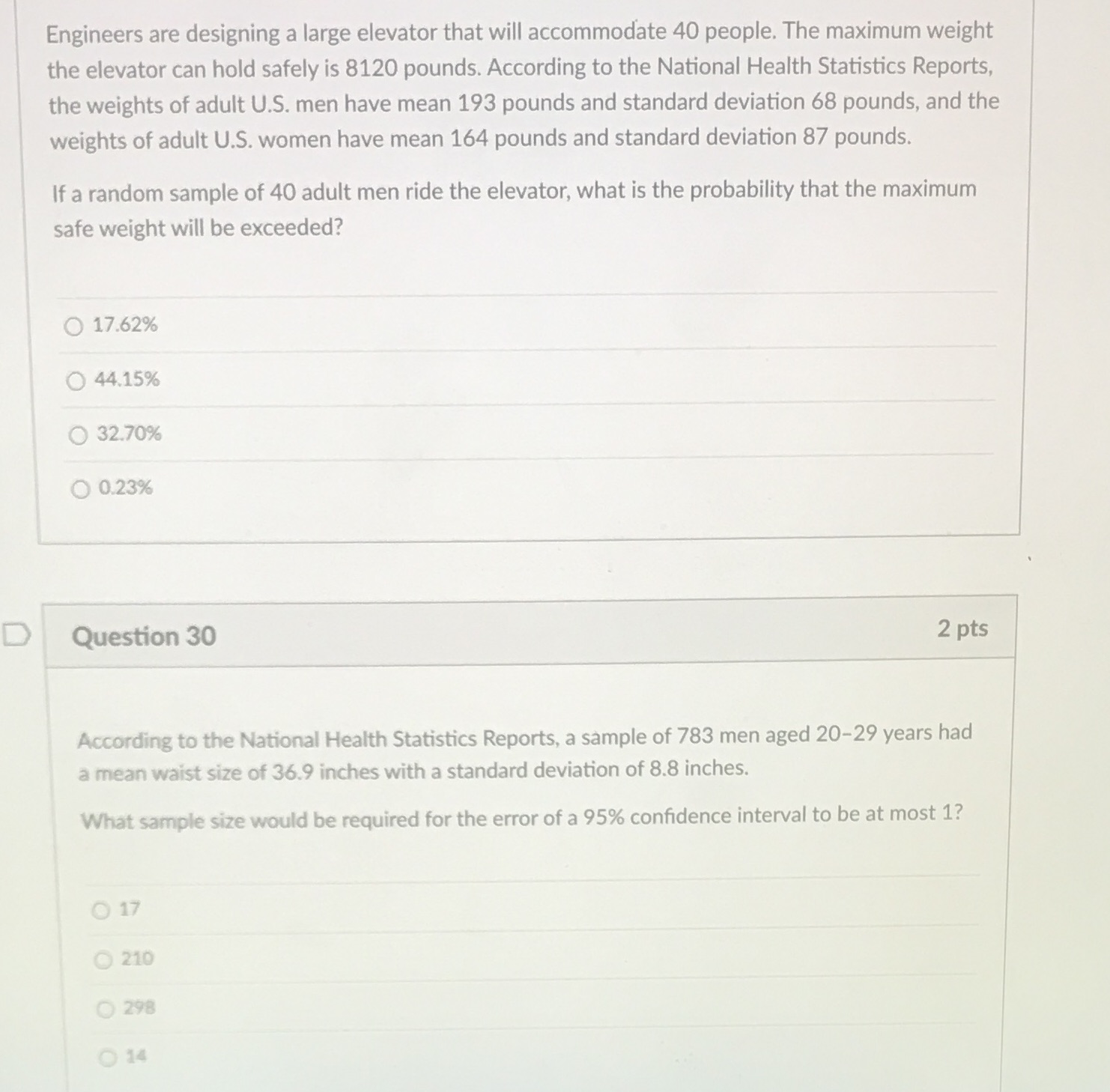  Engineers are designing a large elevator that will accommodate 40 people.