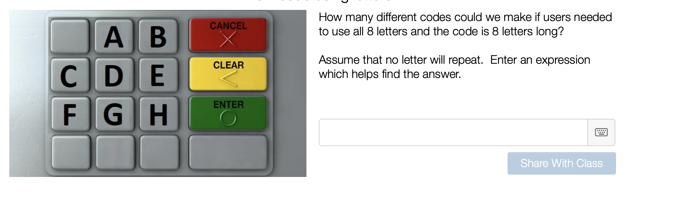How many different codes could we make if users needed to
