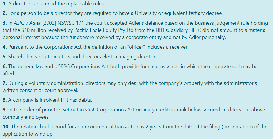 1. A director can amend the replaceable rules. 2. For a person
